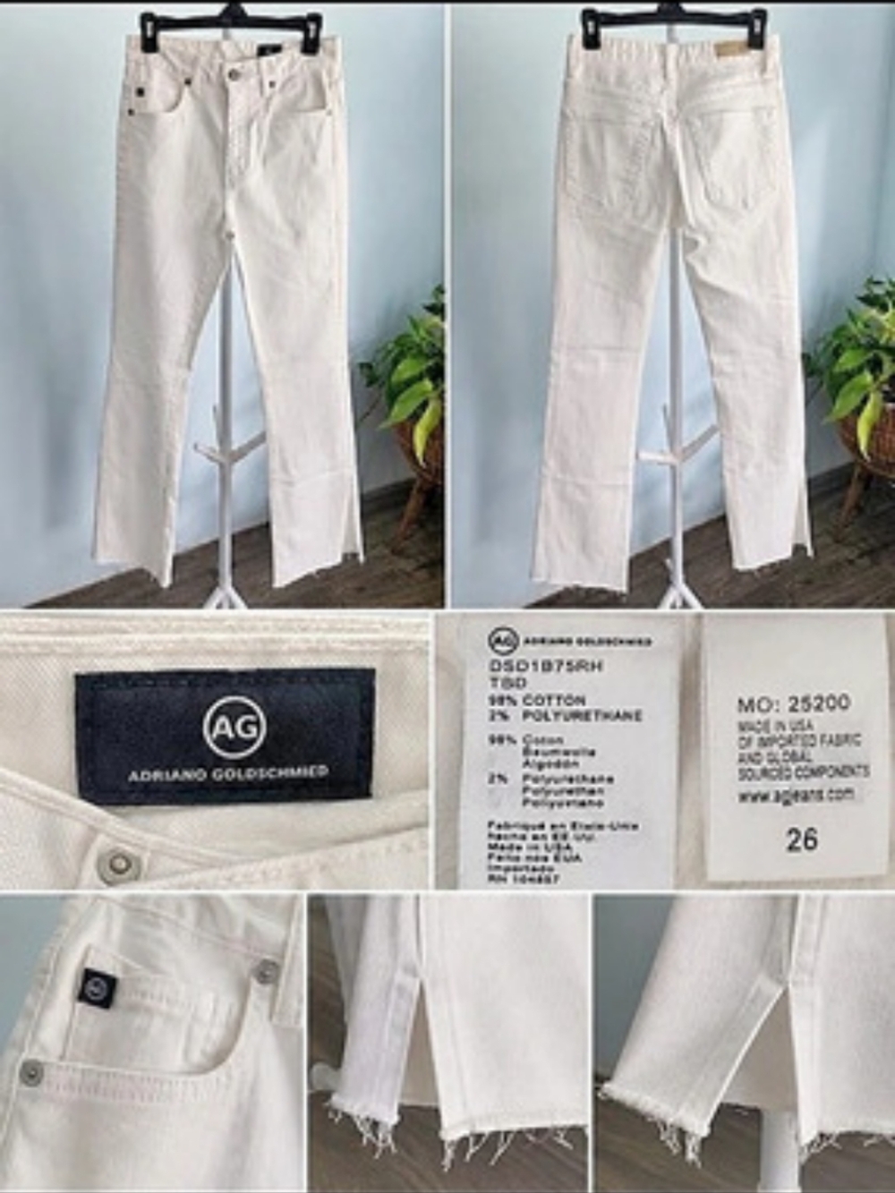 Adriano Goldschmied White Straight Leg Jeans Waist 26